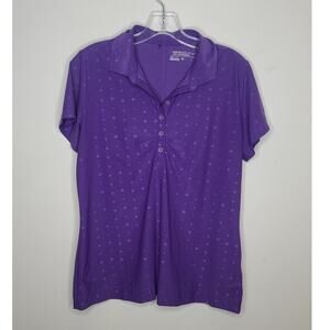 Nike Golf Dri-Fit Tour purple polka dot short sleeve polo shirt - large